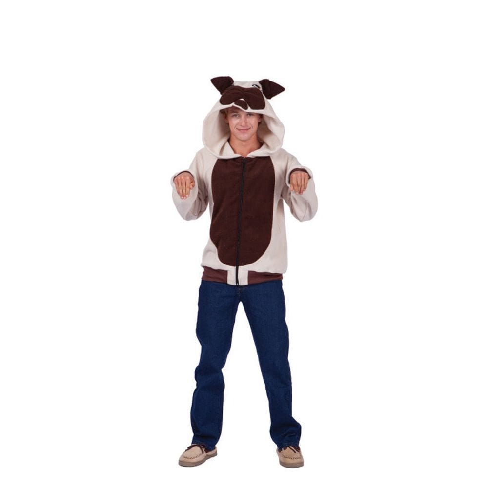 Hoodie RG Costumes Butch Bulldog para homens bege/marrom tamanho L
