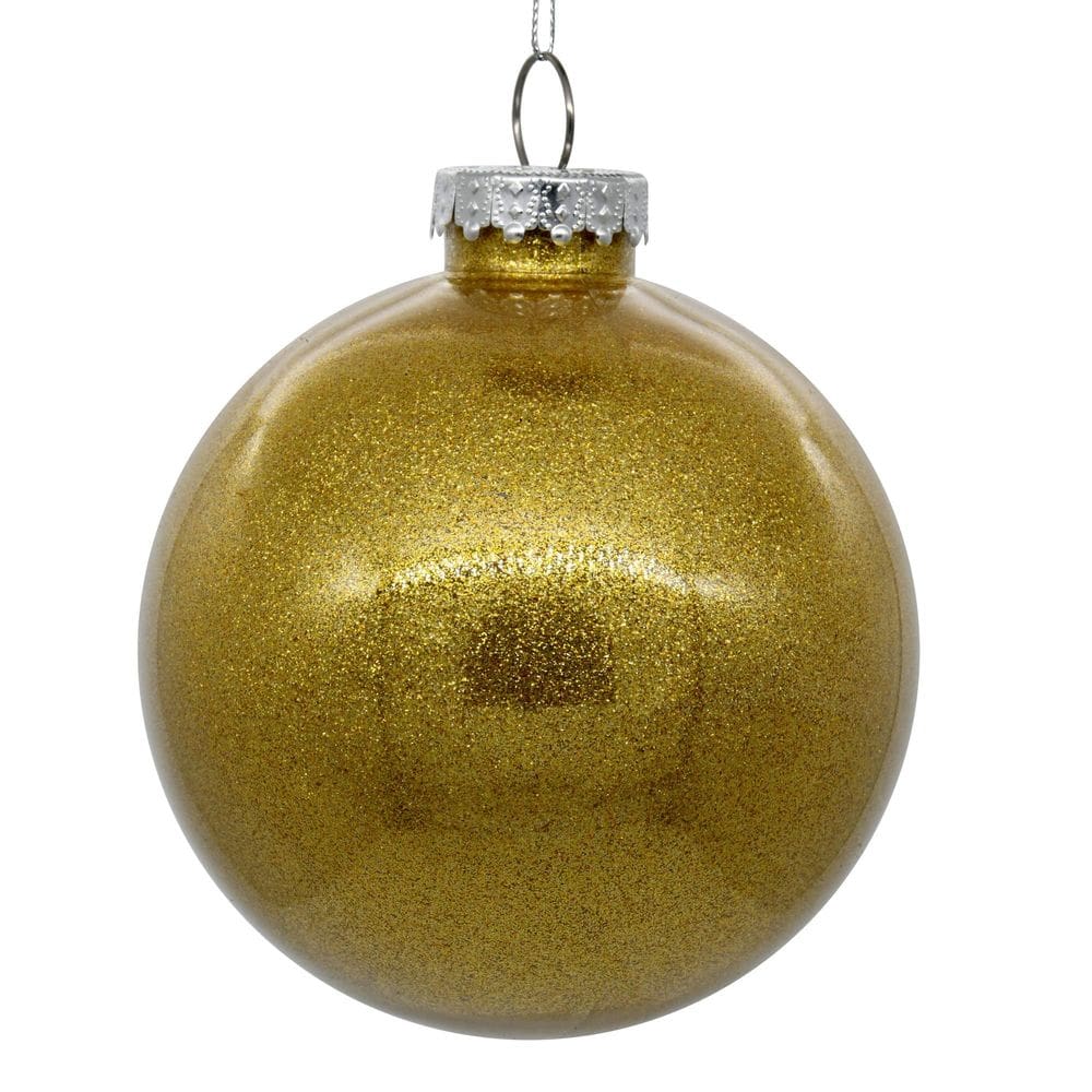 Enfeite de Natal Vickerman de 15 cm Clear Ball Gold Glitter, 4 peças