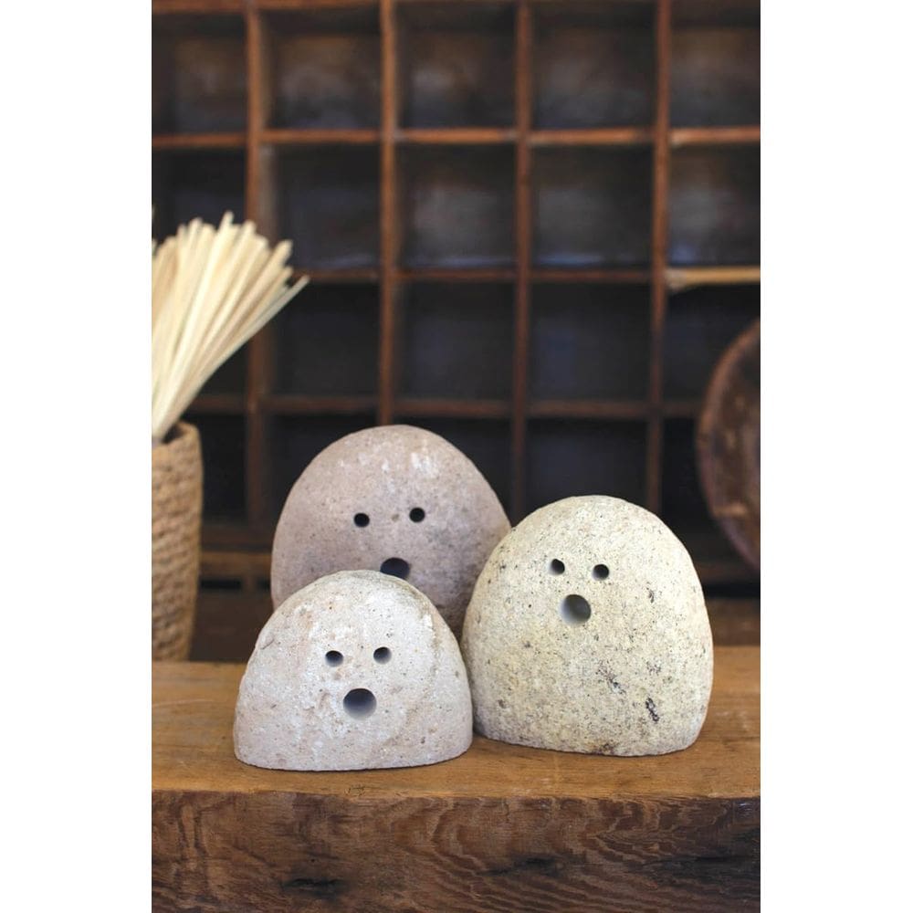 Juego de 3 Fantasmas de Rocas de Río para Mesa KALALOU