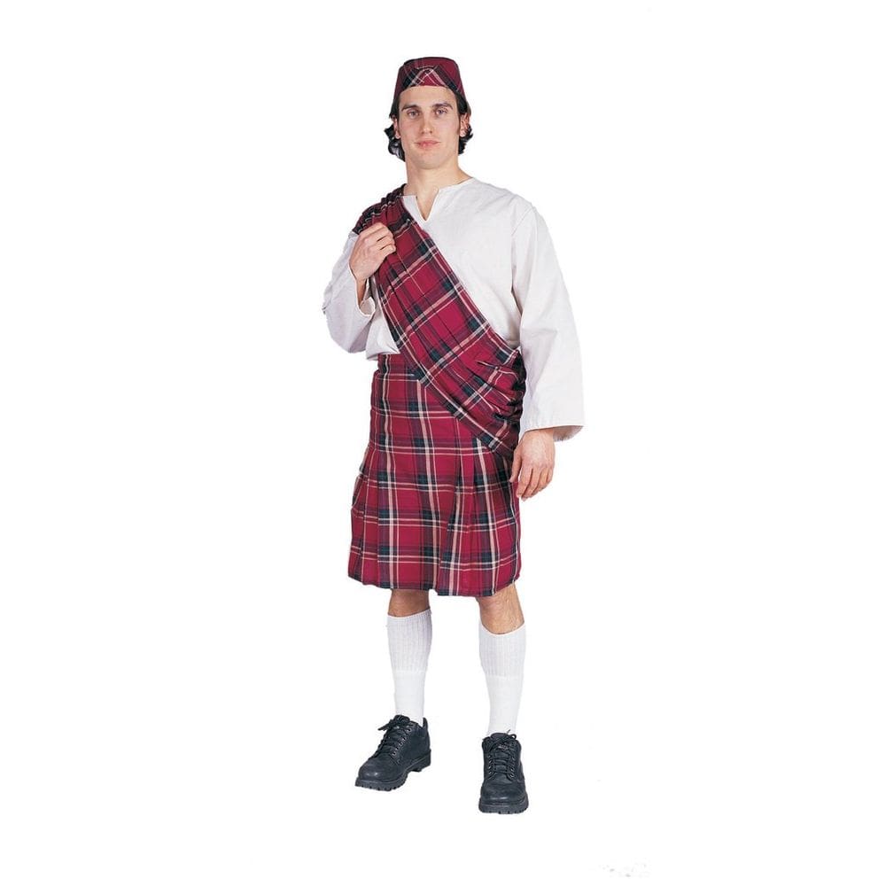 Fantasia RG Trajes masculinos de tamanho padrão com kilt e chapéu escoceses