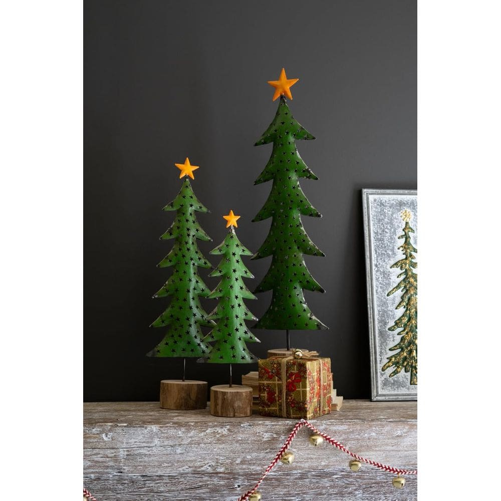 Árvores de Natal artificiais KALALOU, conjunto de 3 ferros reciclados