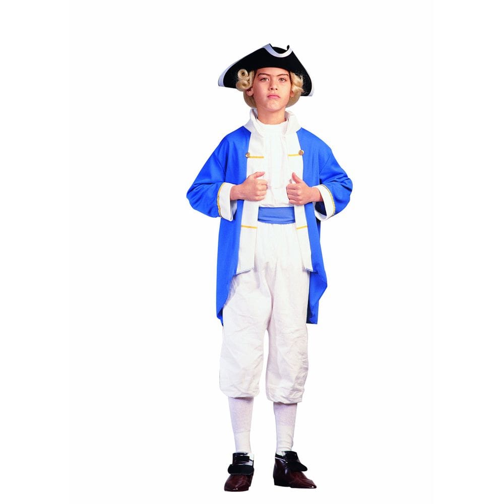 Fantasia infantil grande de RG, fantasia de capitão colonial, azul, branco