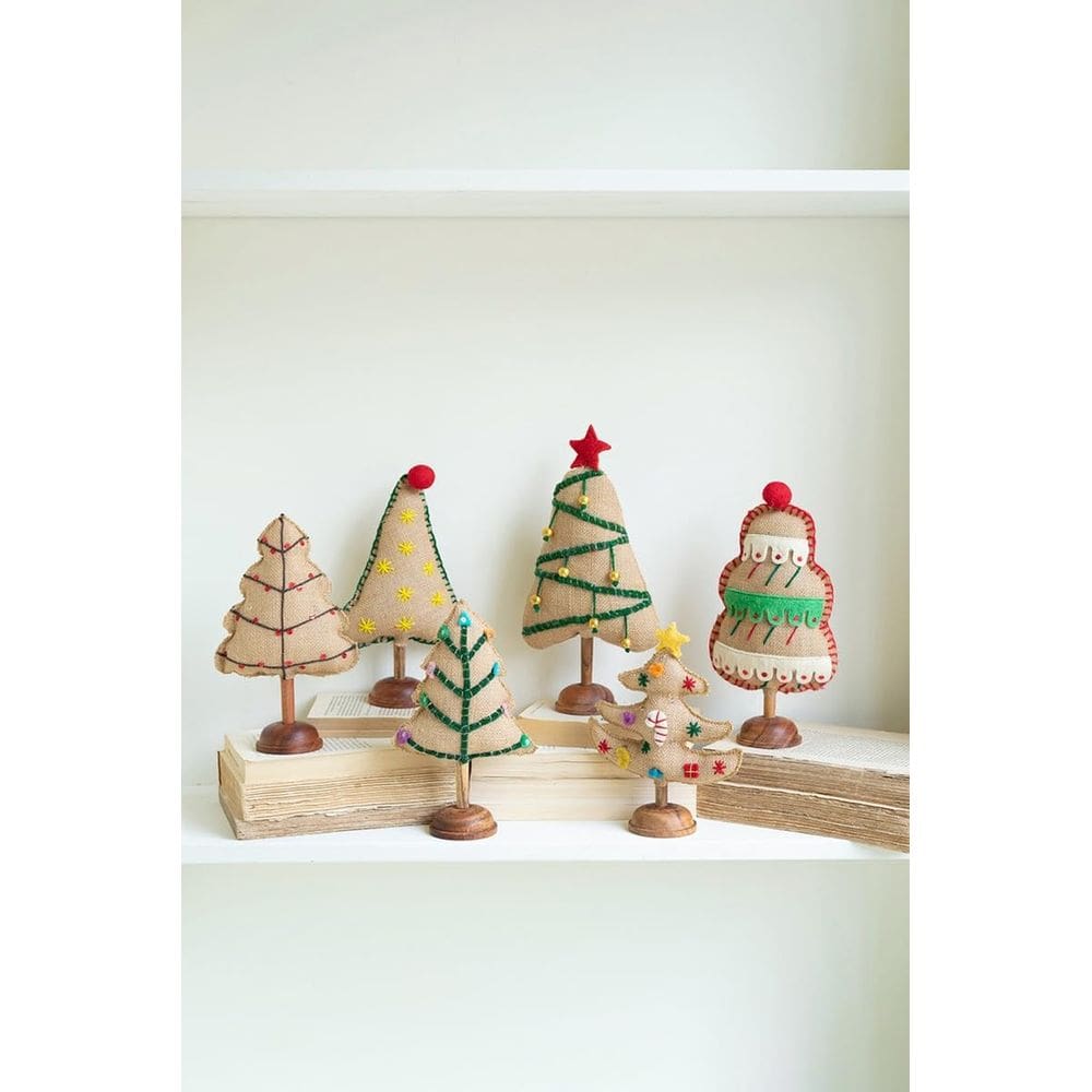 Árvores de Natal de feltro KALALOU, conjunto de 6 peças decorativas