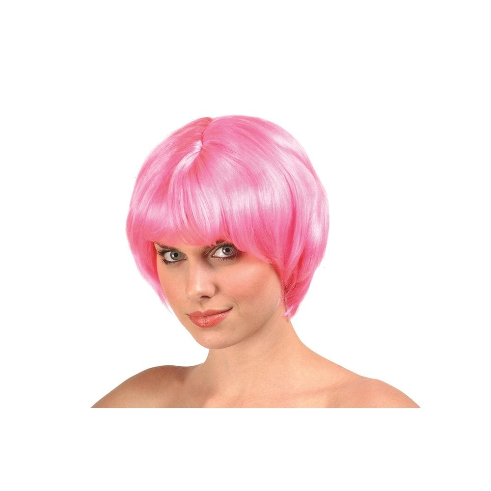 Fantasia, peruca, traje RG, curta, estilo anos 60, rosa
