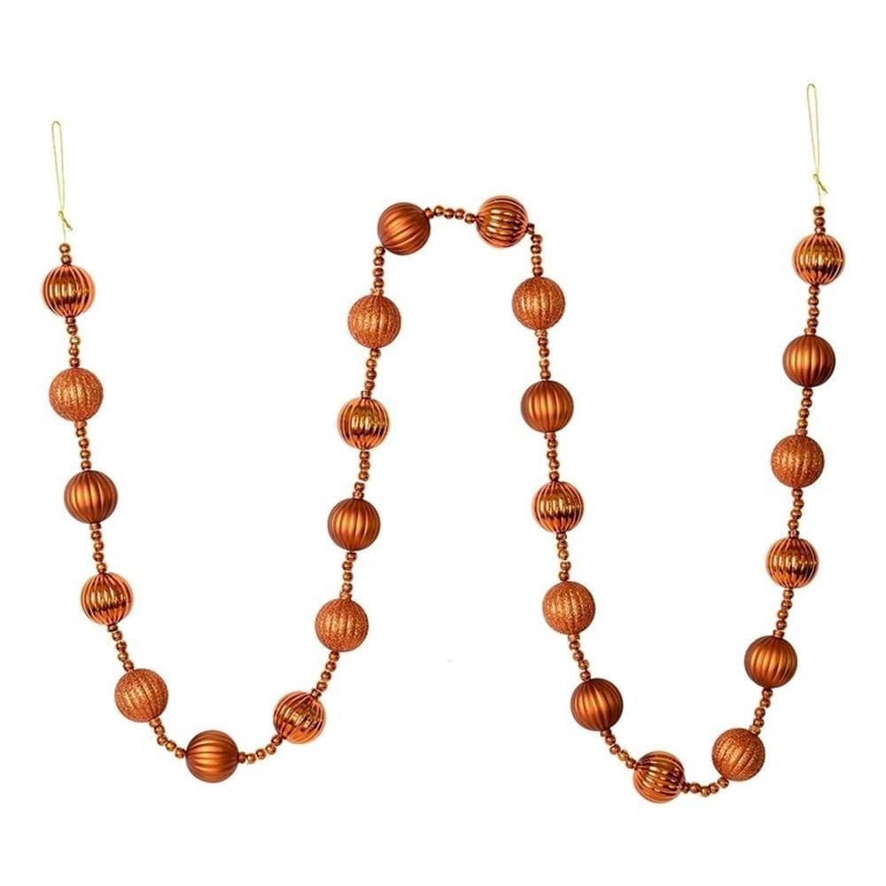 Enfeite de bola Garland Vickerman de 183 cm com listras de cobre