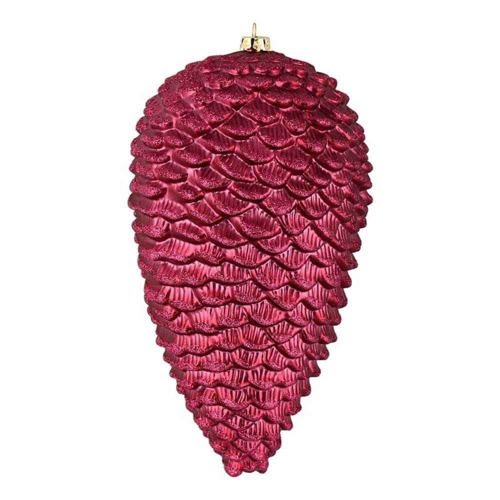 Conjunto de enfeites de Natal Pinecone Vickerman 18 cm Matte Glitter Red