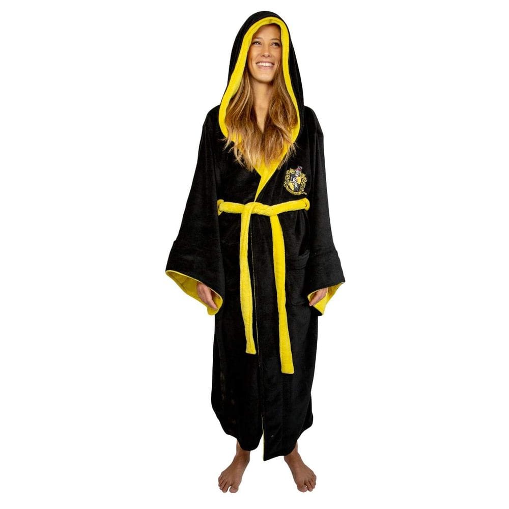 Roupão de banho Harry Potter Hufflepuff com capuz para adultos