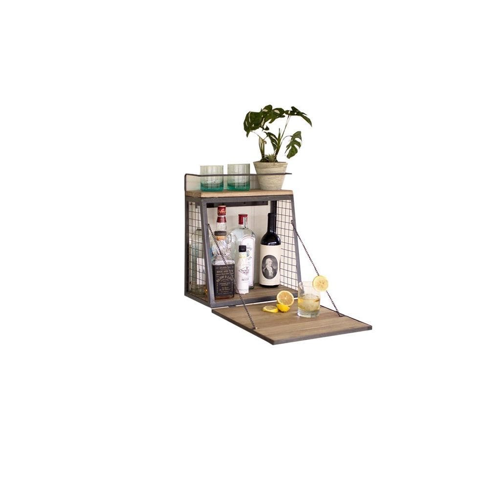 Armário de bebidas KALALOU Wall Bar com prateleira dobrável marrom