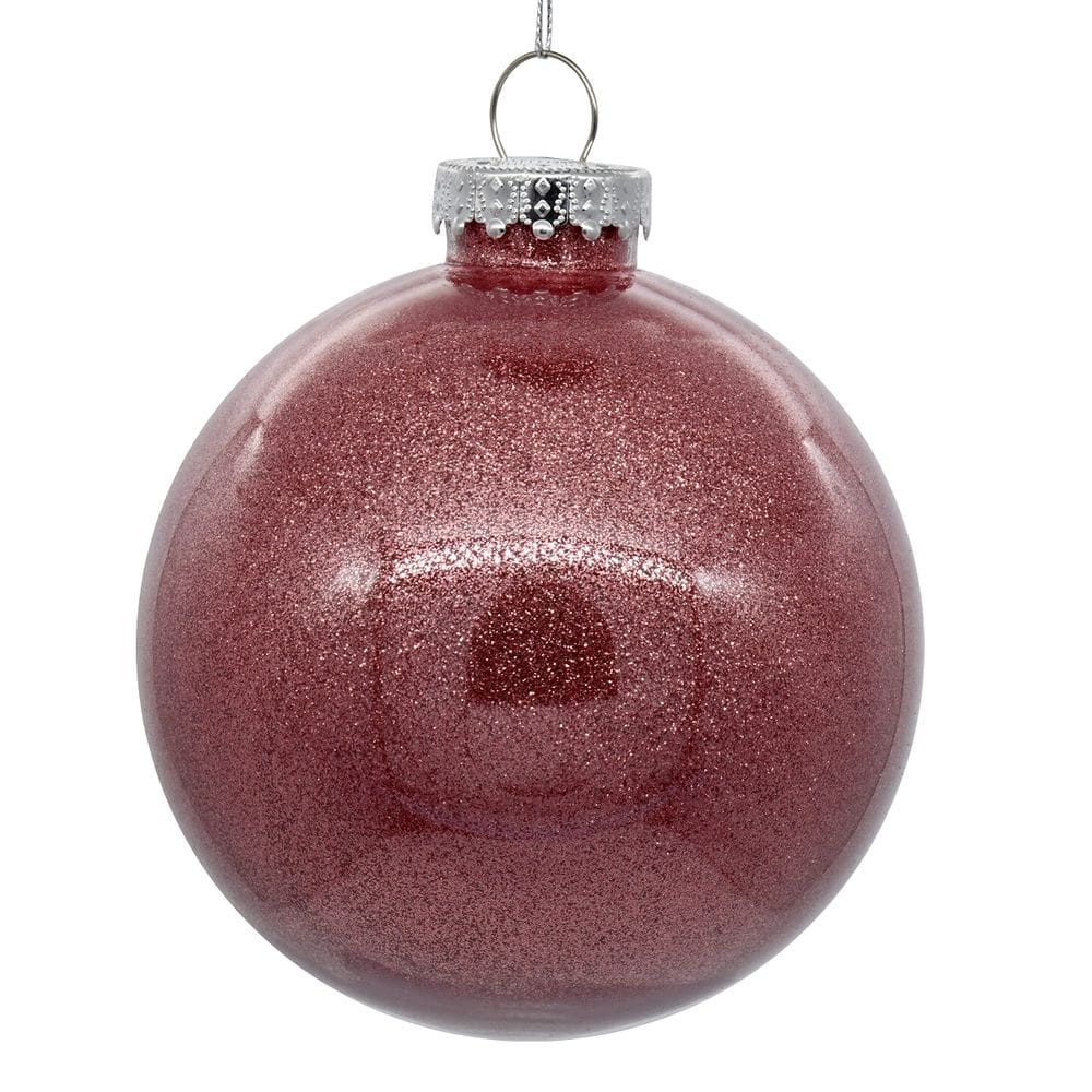 Enfeite de Natal Vickerman 7,5 cm Clear Ball Mauve Glitter