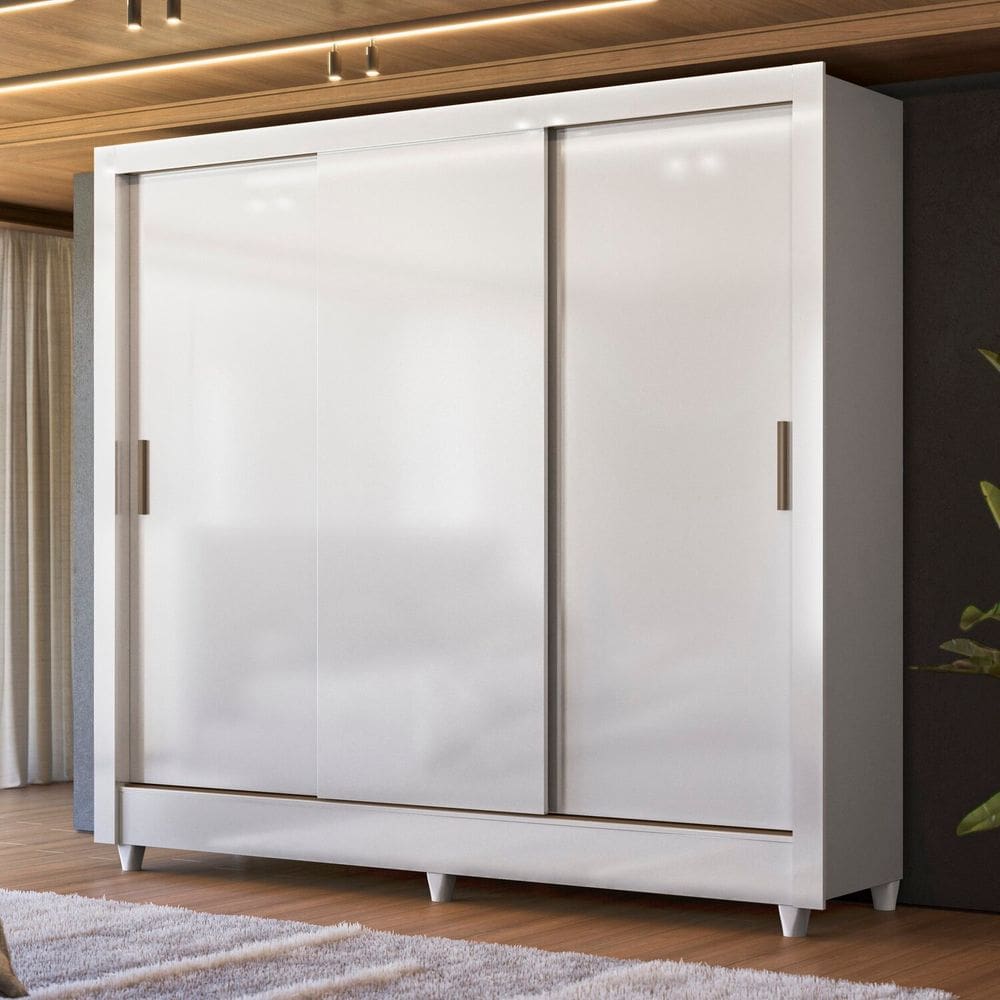 Guarda-roupas 3 Portas de Correr Roma Branco