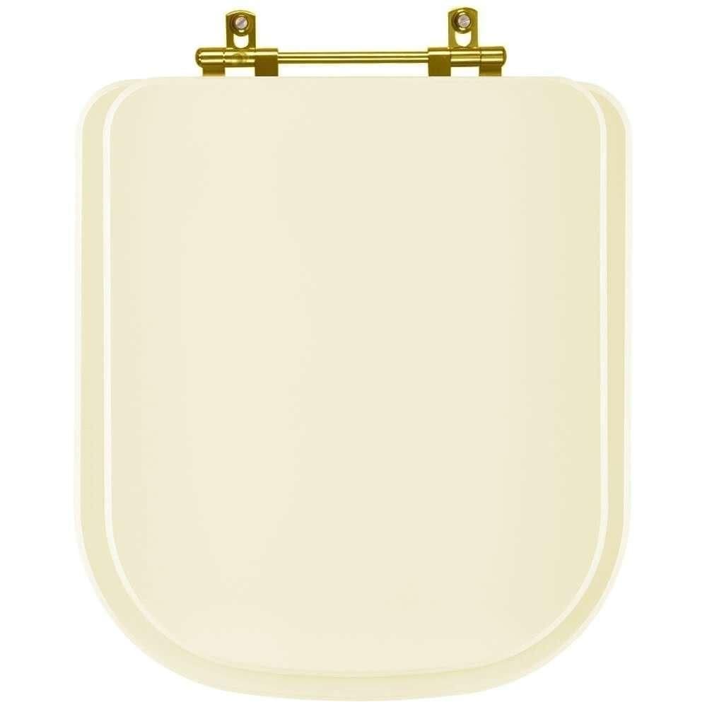 Tampa de Vaso Laqueado Axis Creme para bacia Deca com Ferragem Dourada