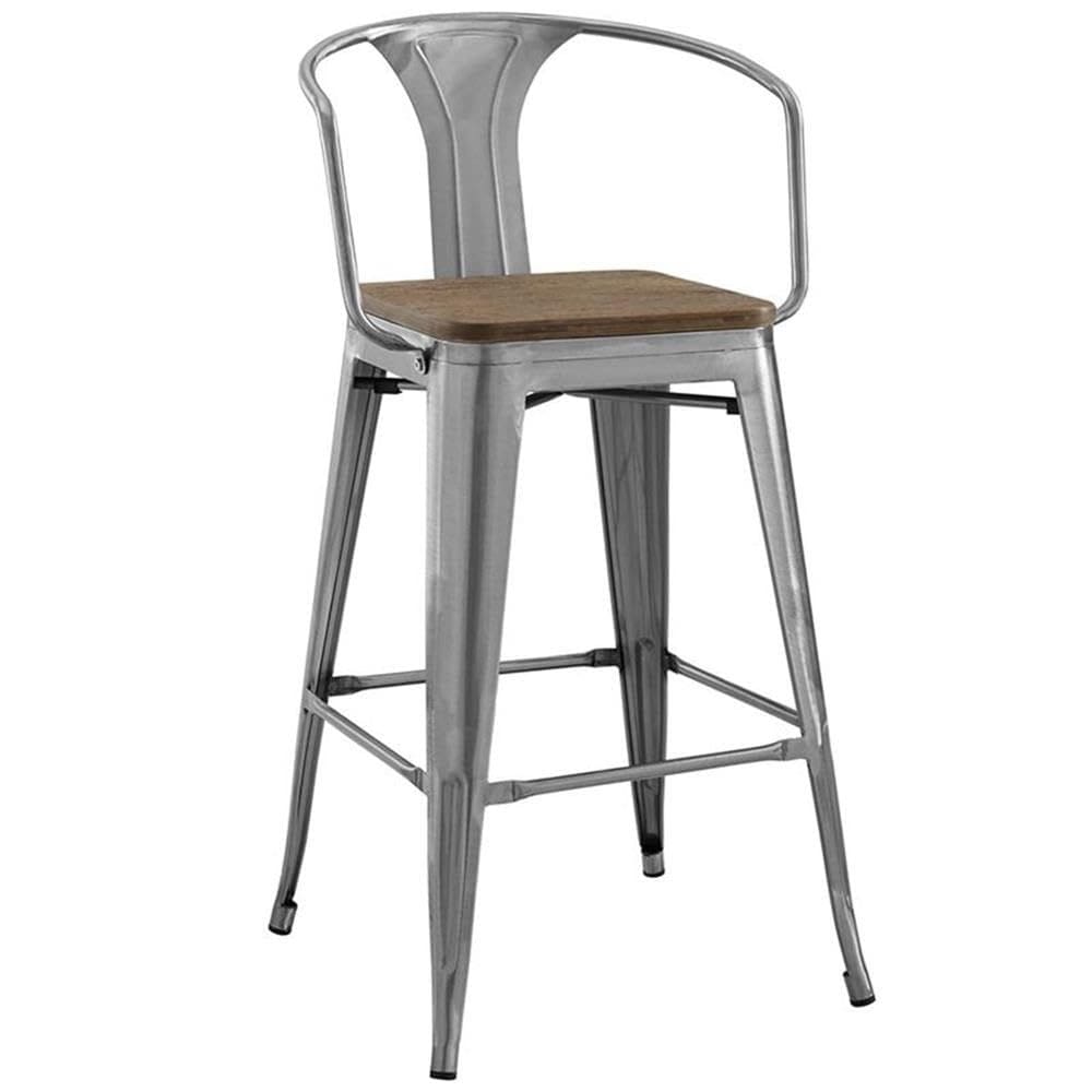 Banco de bar Modway Promenade Steel Frame Bamboo Seat 114 cm