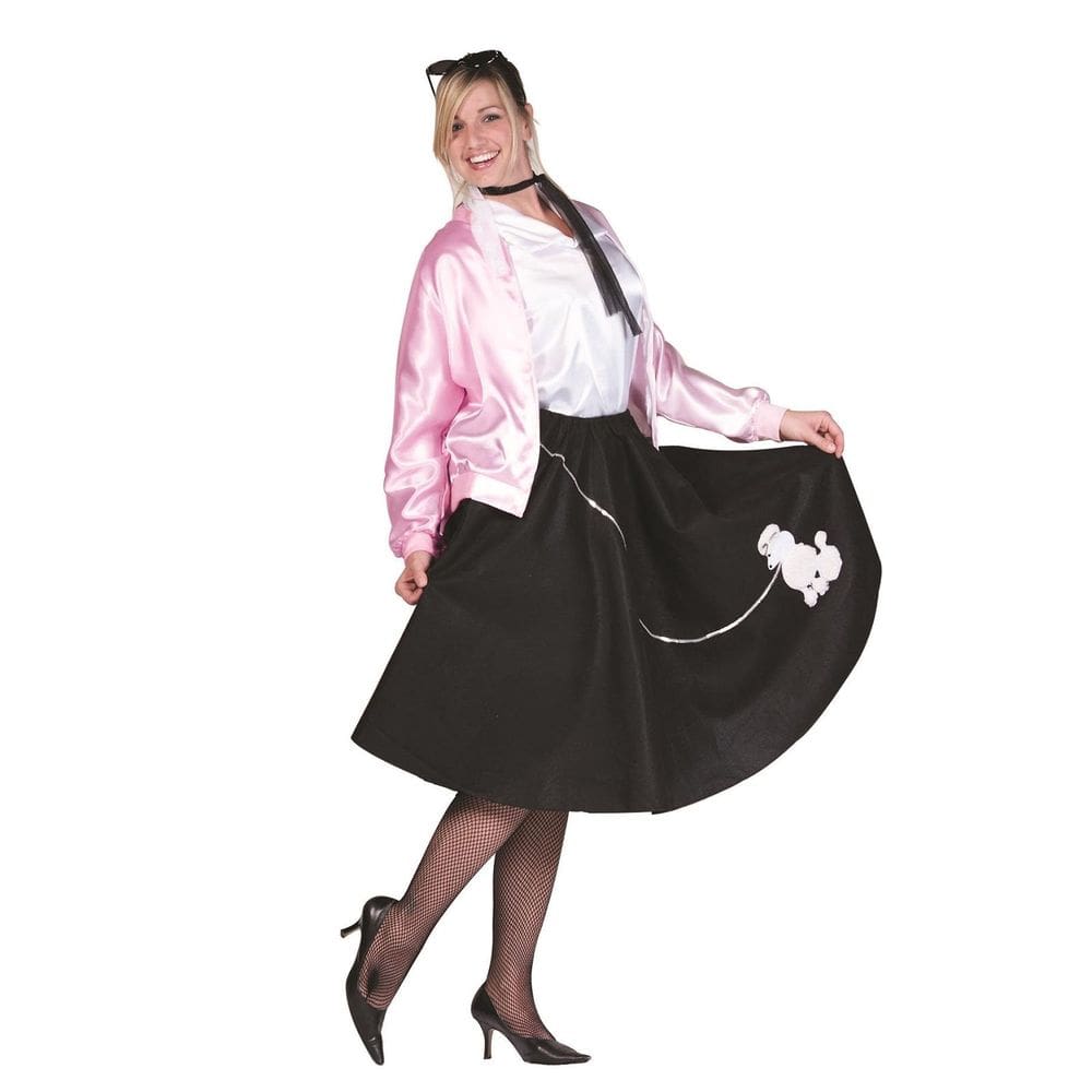 Fantasia de saia poodle plus size dos anos 50 rosa da RG Costumes