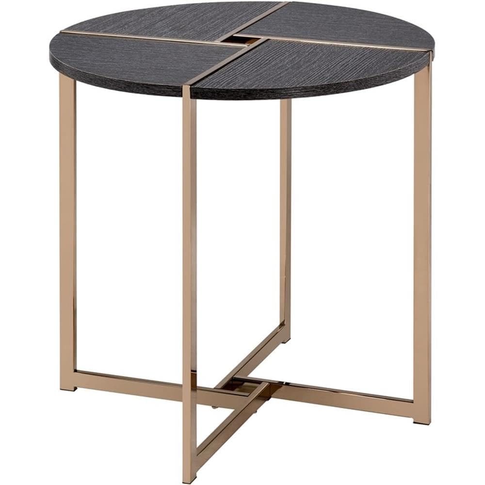 Mesa final redonda de madeira Acme Bromia Black Champagne