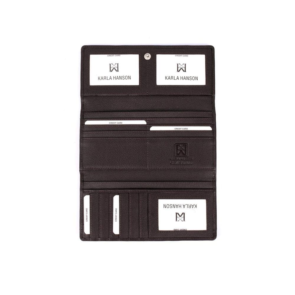 Carteira Karla Hanson de couro RFID com três dobras para café expresso feminino