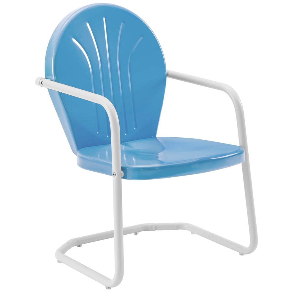 Cadeira de exterior Crosley Furniture Griffith Retro Metal Sky Blue