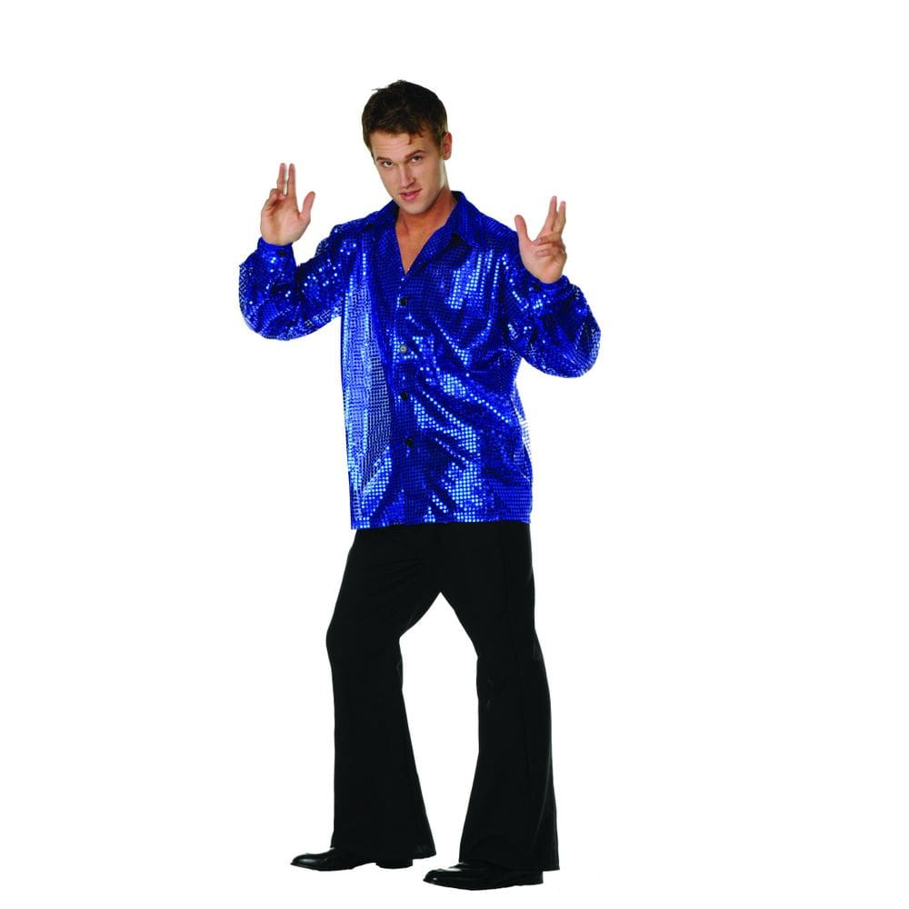 Camisa RG Costumes Disco Inferno Azul Tamanho M (36-38) Lantejoulas