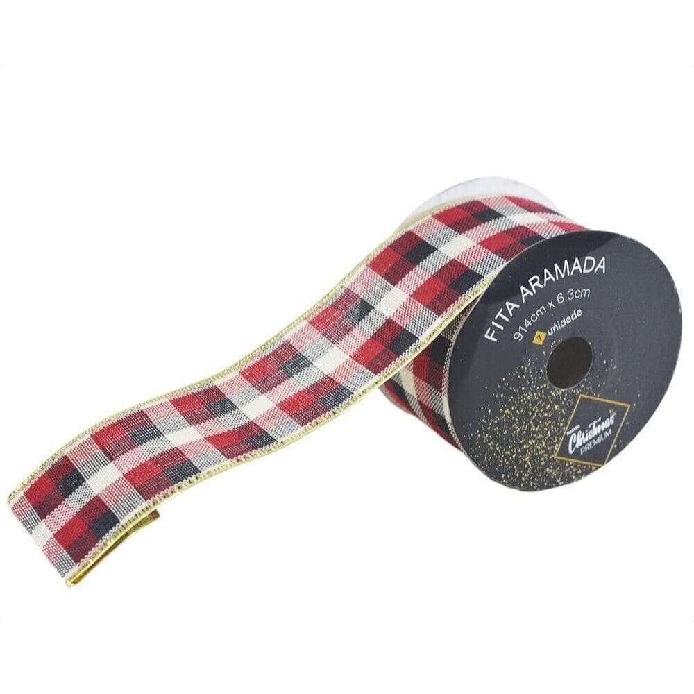 Fita Aramada 9,14mx6,3cm Xadrez Natal - Tudo em Caixa