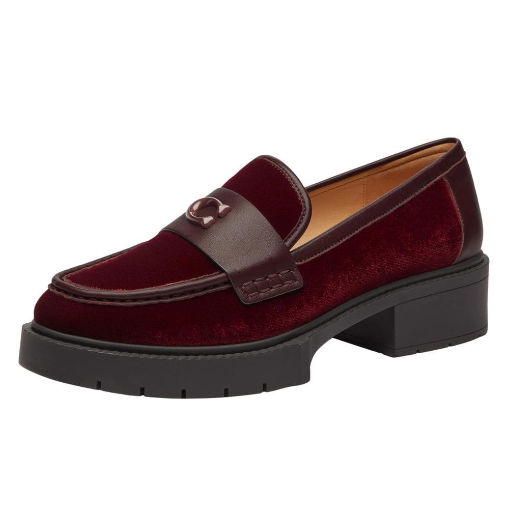 Sapatos Coach Leah Platform Loafer feminino Merlot Velvet 35