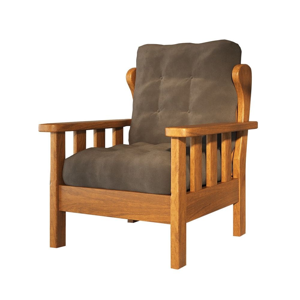 Poltrona com Almofadas 100% Madeira Maciça Mogno Mel