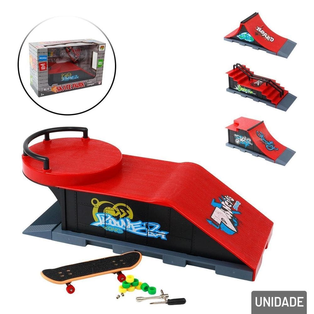 Pista Skate de Dedo com Acessórios - Tudo em Caixa