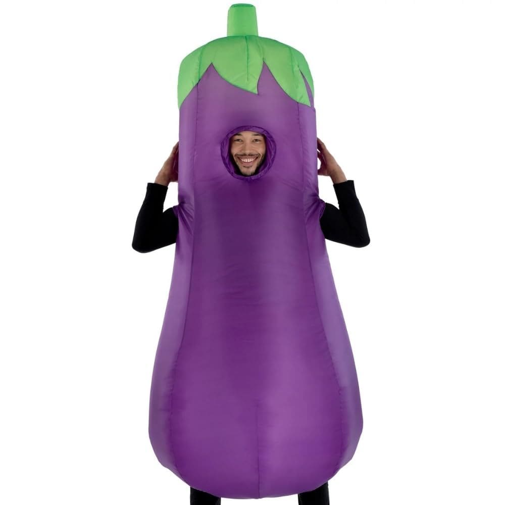Fantasia inflável de berinjela Amscan Purple Adult com ventilador