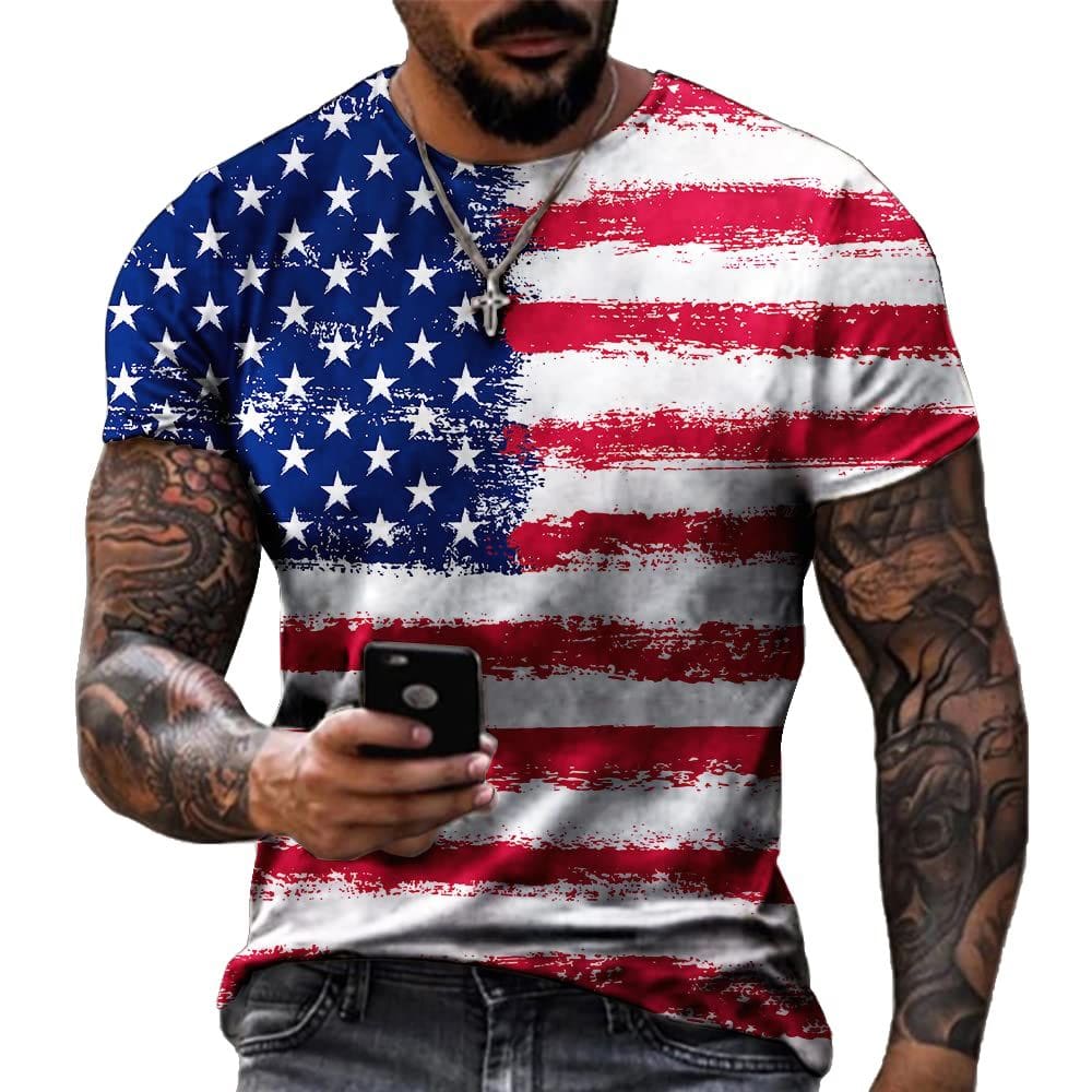 Camiseta masculina DZMDIP de manga curta Patriotic American Design