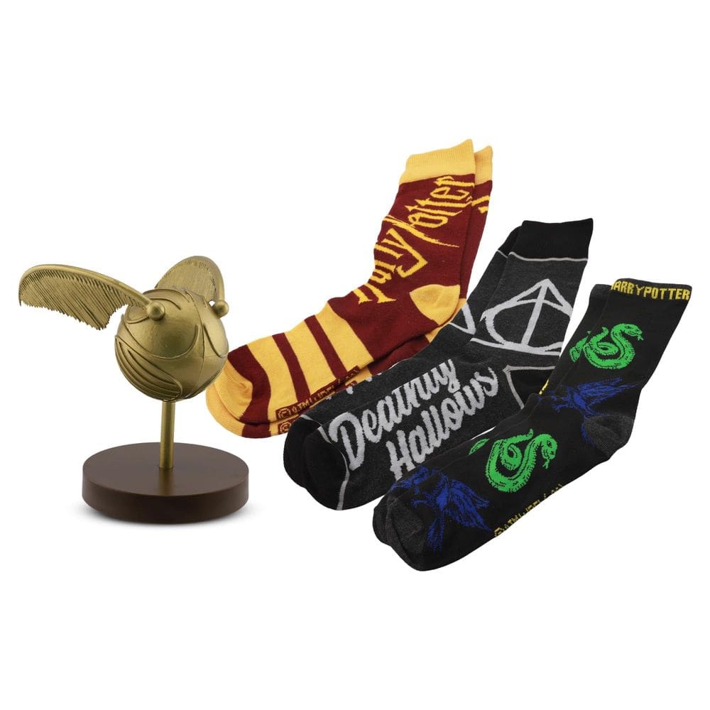 Boneco e meias douradas Bundle Culture Fly Harry Potter