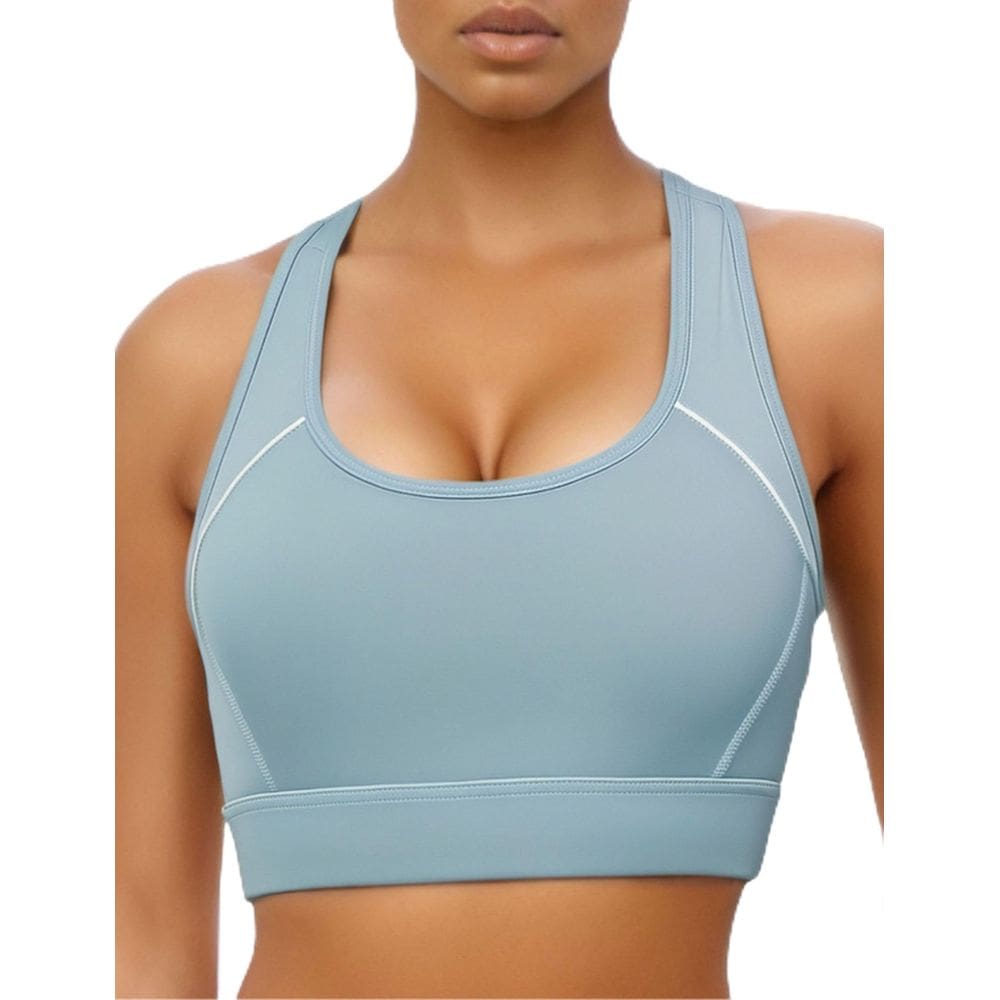 Sutiã esportivo feminino Zibnwek High Support High Impact, azul celeste