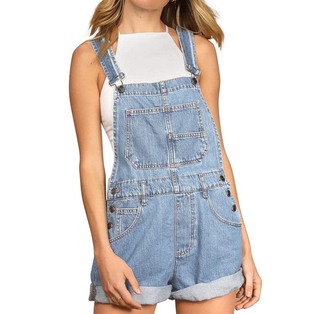 Shorts jeans com babador Talakeno para mulheres, azul, tamanho P