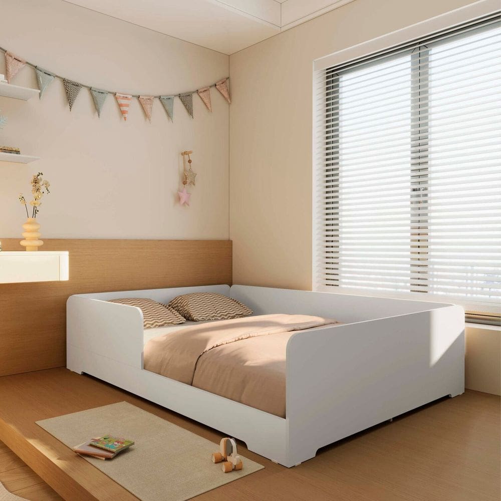 Cama Infantil de Casal Montessoriana em 100% Mdf Premium Mark Branco TX