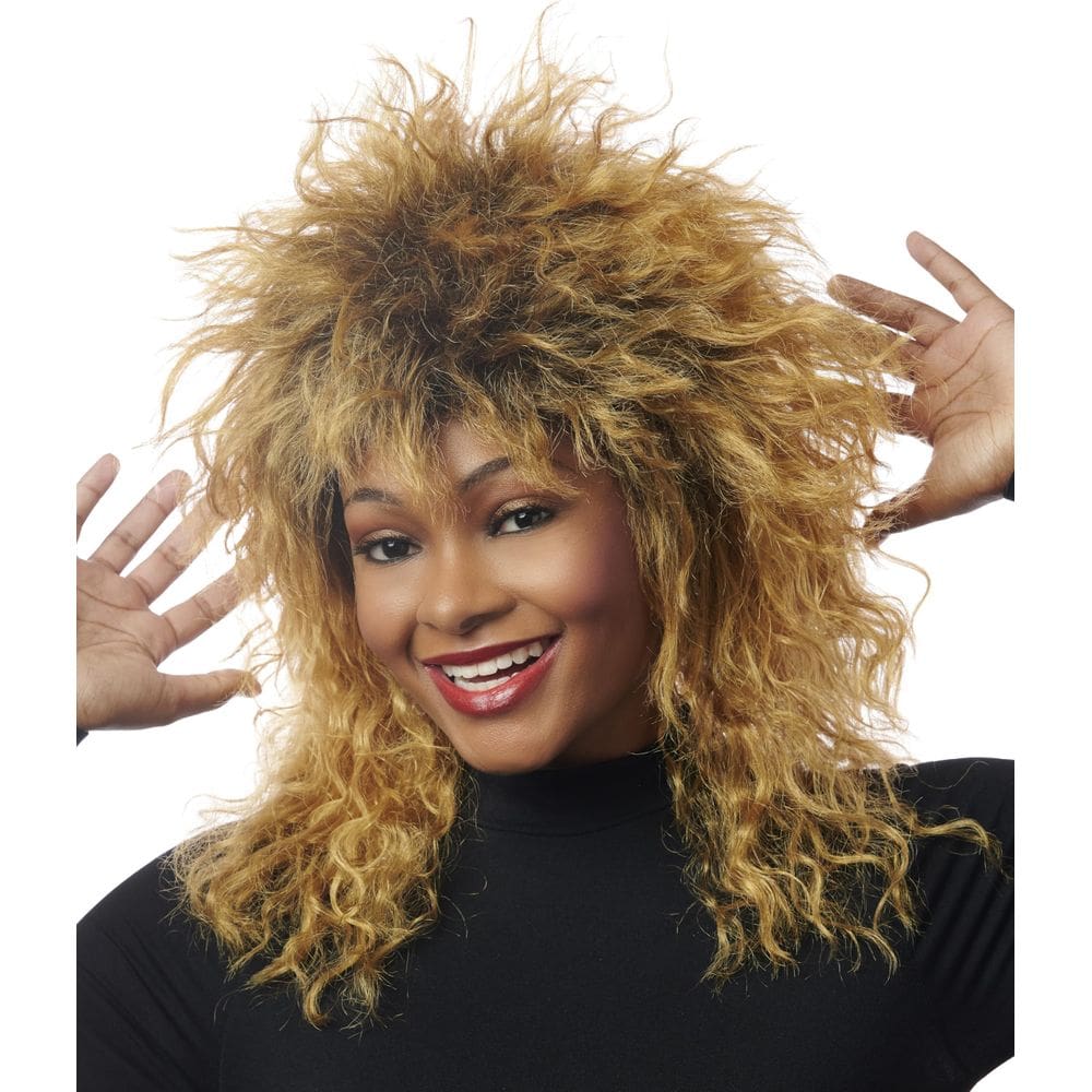 Peruca Costume Culture Queen of Rock de fibra sintética marrom mista
