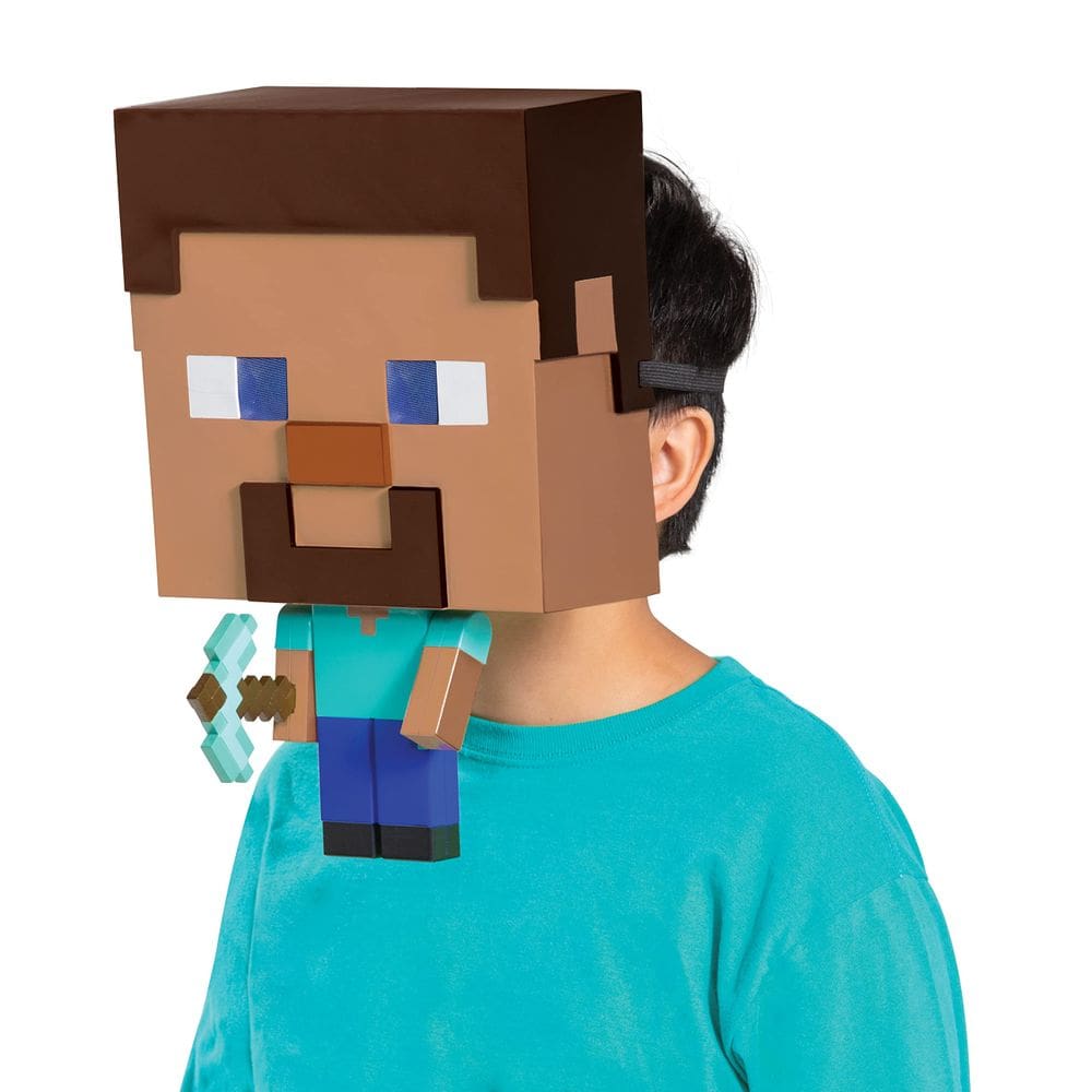 Máscara de fantasia Disfarce Steve Minecraft Mega com partes móveis