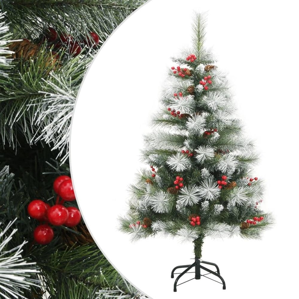 Árvore de Natal artificial com dobradiças vidaXL verde/branca 150cm