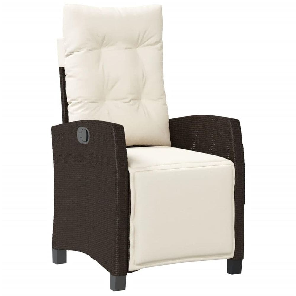 Cadeira de pátio reclinável vidaXL Brown Poly Rattan com apoio para os pés