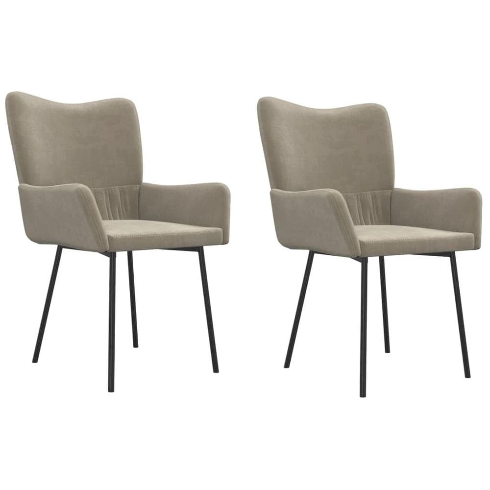 Cadeiras de jantar vidaXL Modern Velvet Light Grey (conjunto de 2)