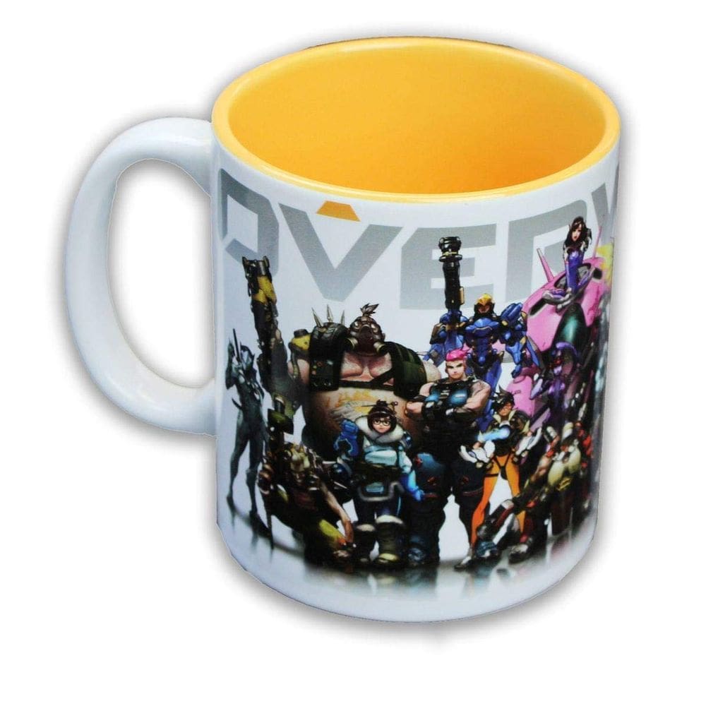 Caneca de café JUST FUNKY Overwatch branca e amarela