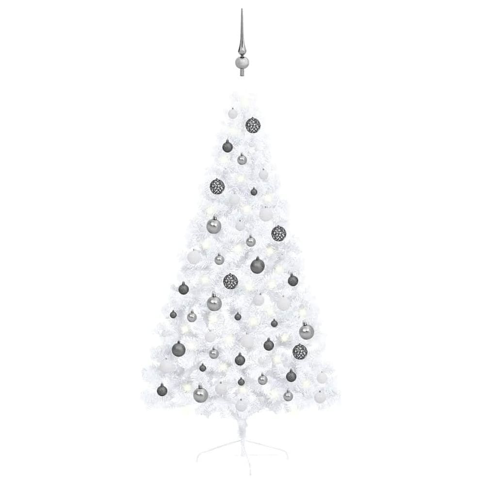 Árvore de Natal vidaXL White Half com luzes LED PVC de 150 cm