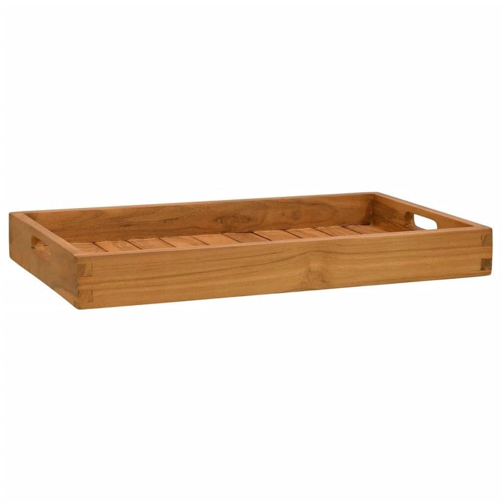 Bandeja de servir vidaXL em madeira maciça de teca 60x35cm com bordas levantadas