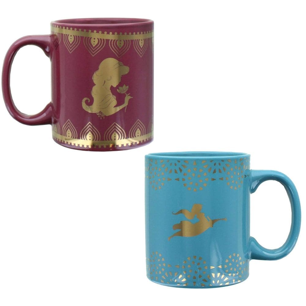 Conjunto de canecas Disney Aladdin Princess Jasmine Ceramic 325 ml, pacote com 2 unidades