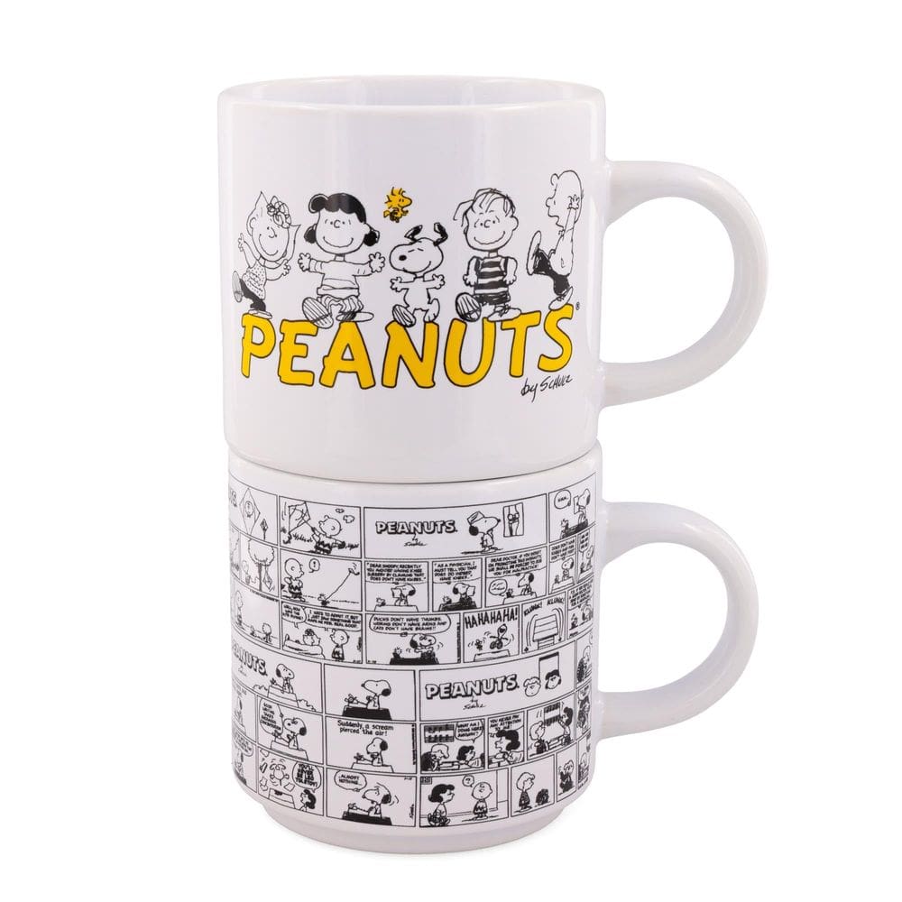 Conjunto de canecas Silver Buffalo Peanuts Comic Panels 13 onças de cerâmica x2