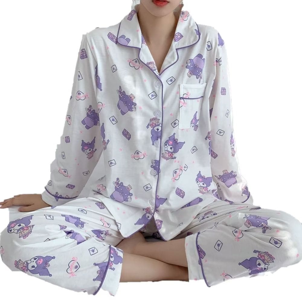 pijamas Impressão Criativa Digital Kuromi Outono Fofo