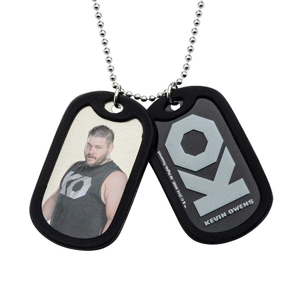 Colar WWE Kevin Owens Double Dog Tags em aço inoxidável