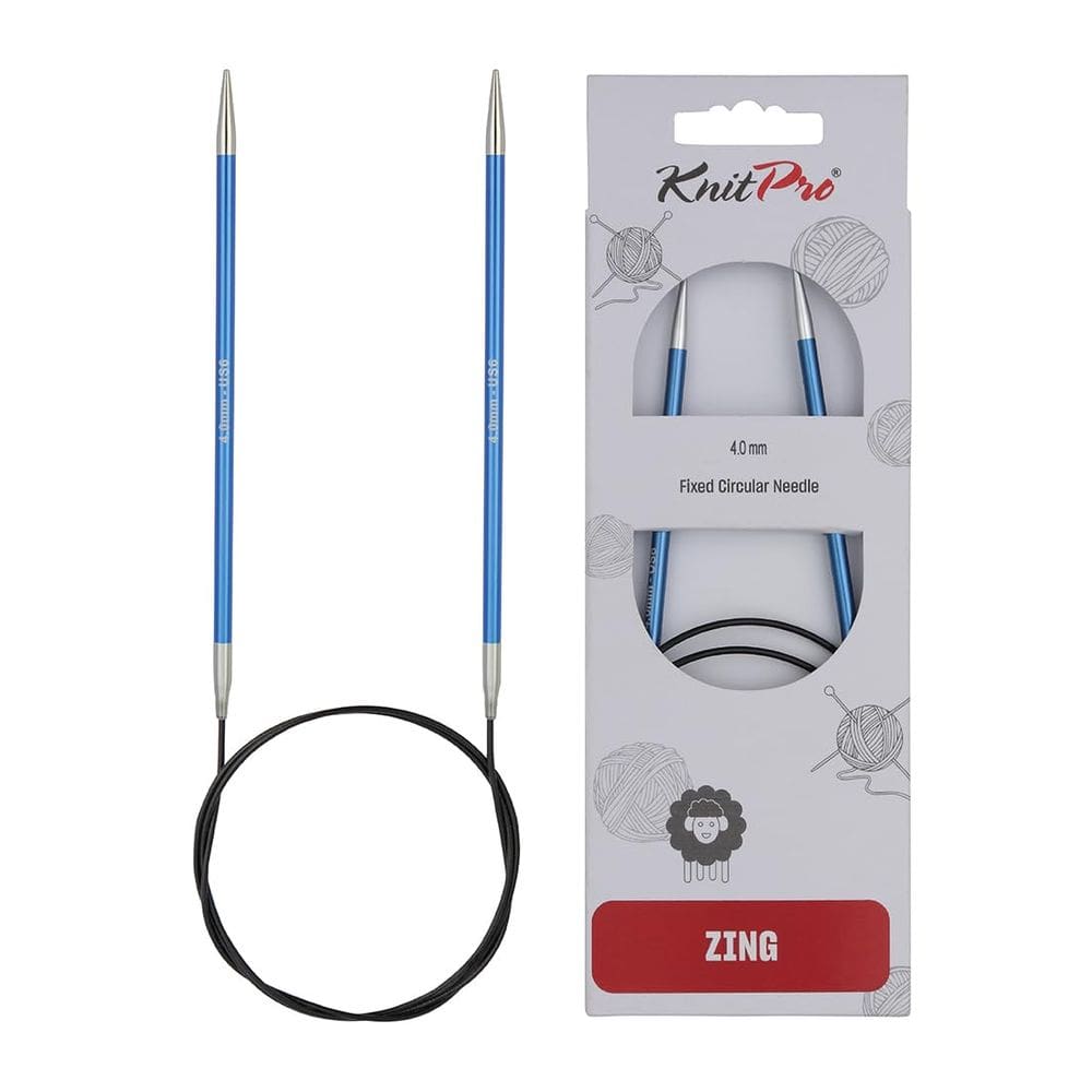 Agulhas circulares fixas KnitPro Zing 60 cm, tamanho americano 6 (4 mm)