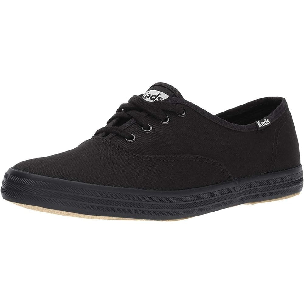 Tênis Keds Champion Lace Up preto/preto de lona para mulheres 8