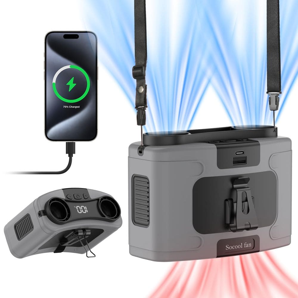 Ventilador de cintura portátil Socool 20000mAh com 40H de resfriamento de 10 velocidades