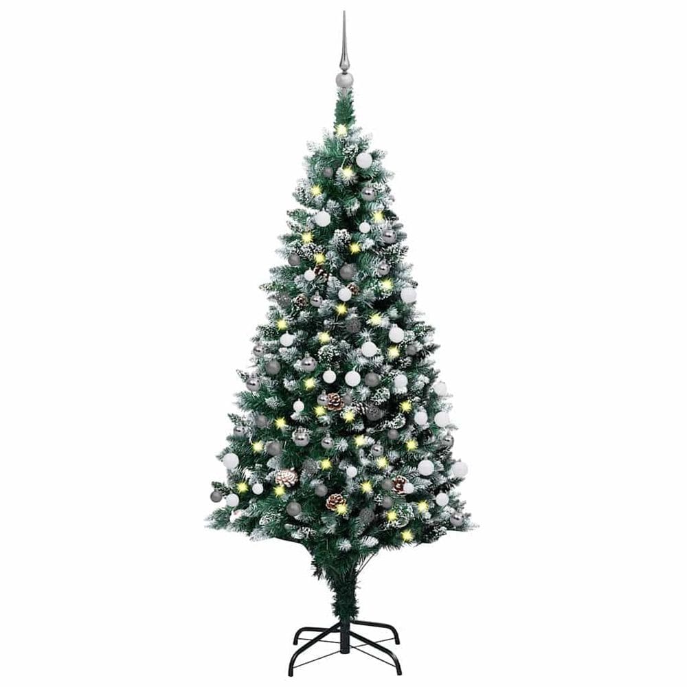 Árvore de Natal artificial vidaXL com luzes LED 150 cm com decorações