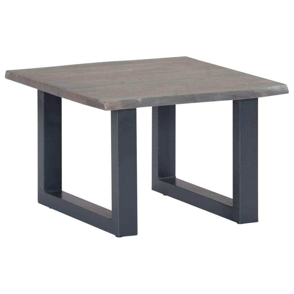 Mesa de café vidaXL cinza em madeira maciça de acácia com moldura de ferro