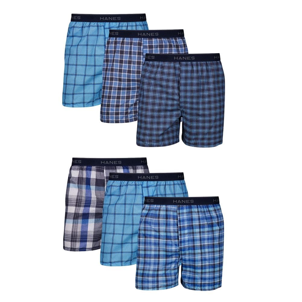 Boxer Hanes sem etiqueta para homens, pacote com 6 , tamanho L