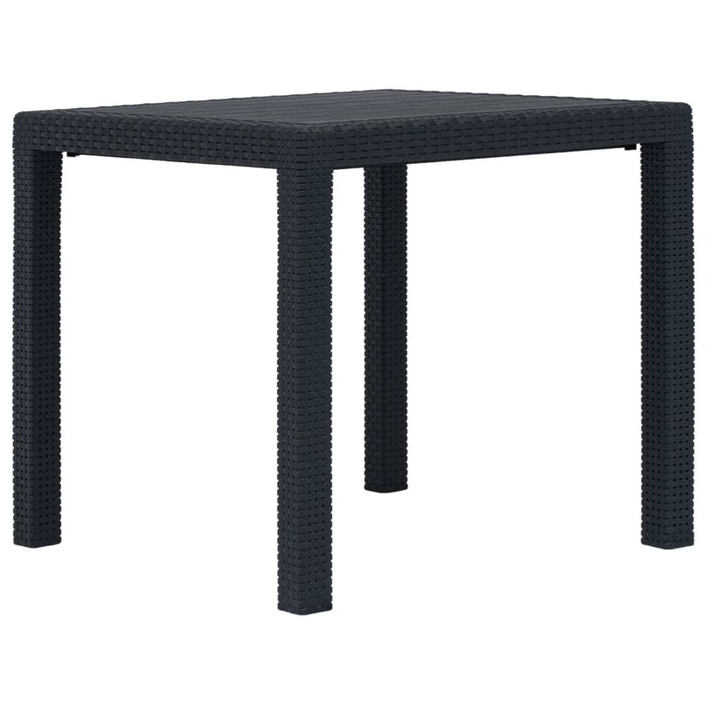 Mesa de pátio de plástico vidaXL com design de aparência de vime, antracite